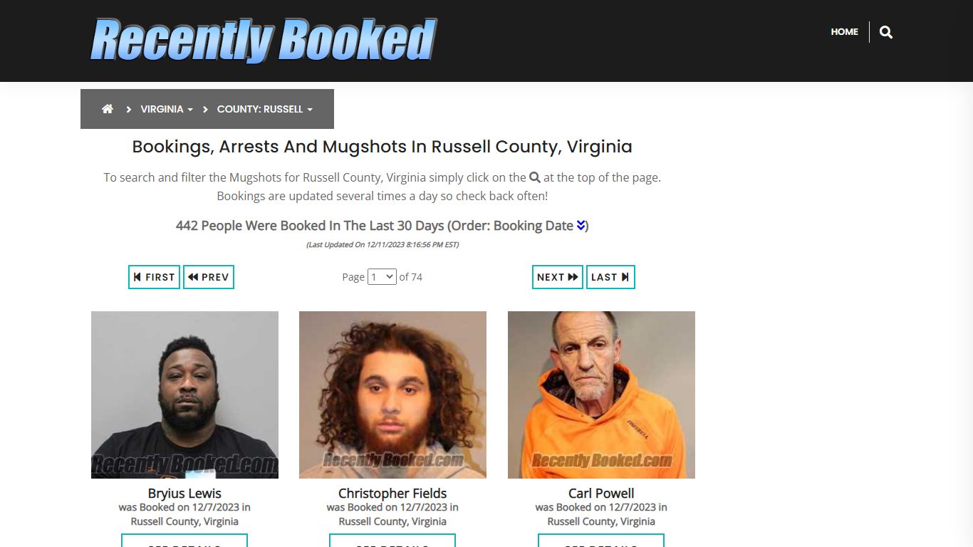Recent bookings, Arrests, Mugshots in Russell County, Virginia